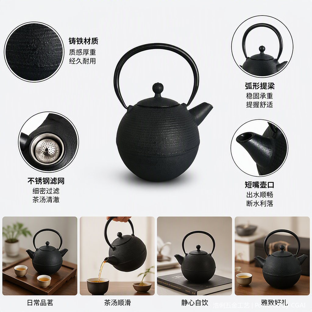 陶瓷手工茶壶家庭日常泡茶用品创意简约耐热实用茶具套装