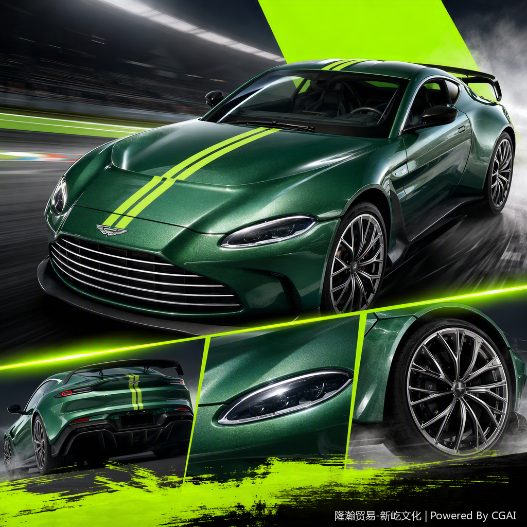 Officially authorized simulation alloy car model - Aston Martin (V12) [1:32 Green decals]