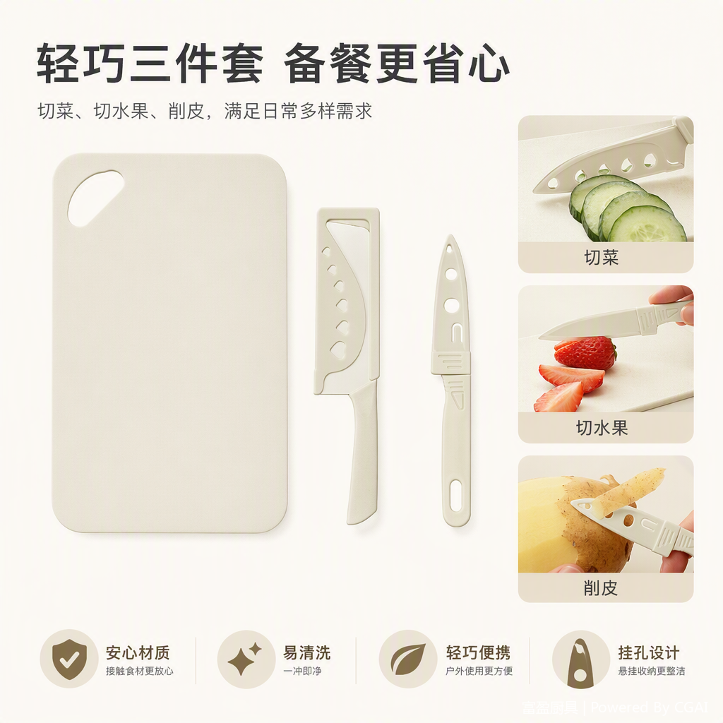 Multi-functional kitchen knife and scissors set, household kitchen knife, fruit knife, kitchenware combination, practical kitchen tool set Application Scenario