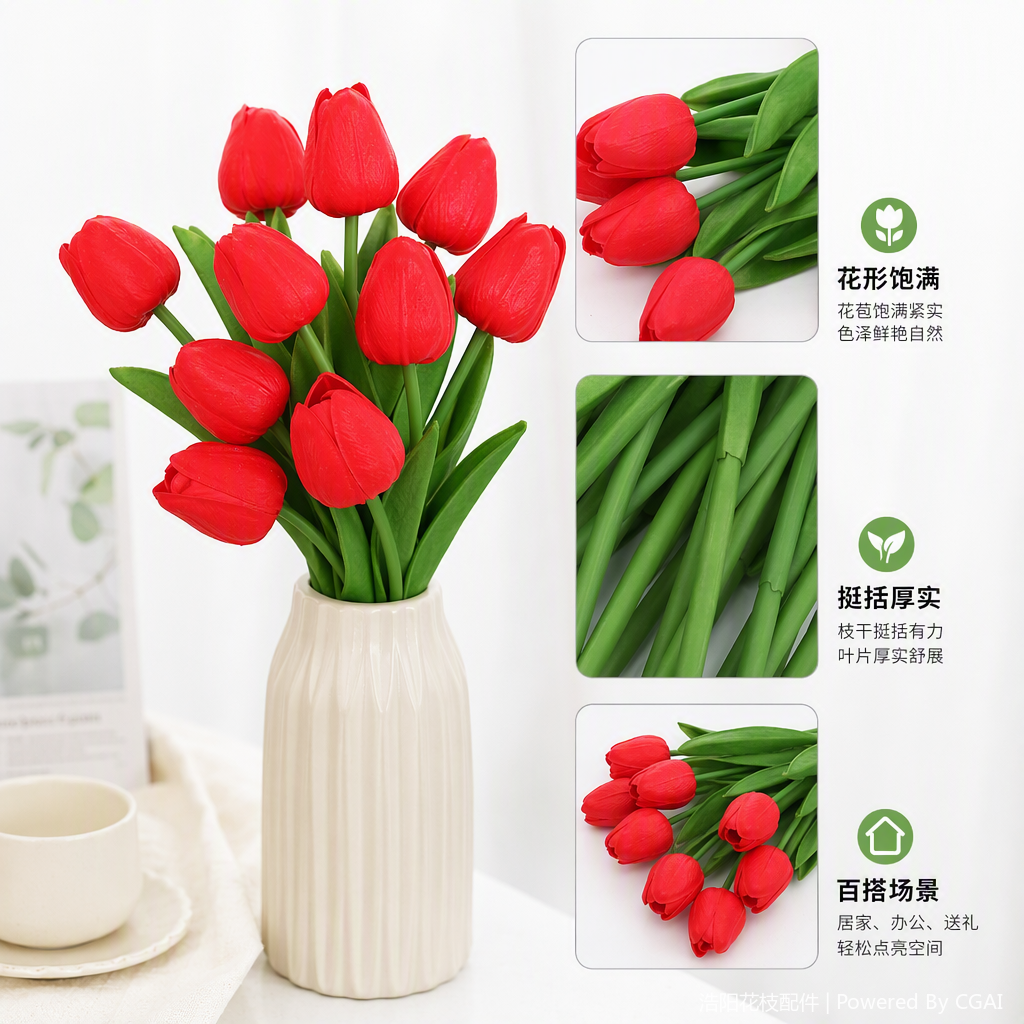 Colorful fresh-cut flower plant combinations for home living room and office decoration, green plants, flowers and gardening supplies Application Scenario