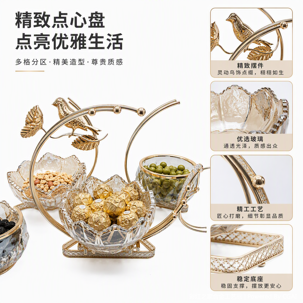 多款透明玻璃花形托盘创意家居装饰餐桌摆件时尚简约耐热耐用