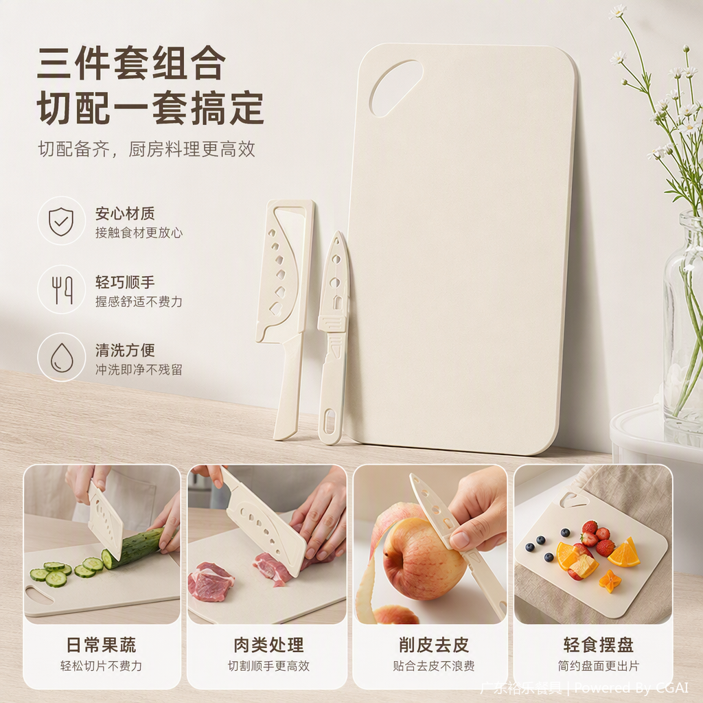 Multi-functional eco-friendly wooden cutting board, kitchen vegetable cutting board, household cutting board, practical and durable cutting board rack accessories Application Scenario