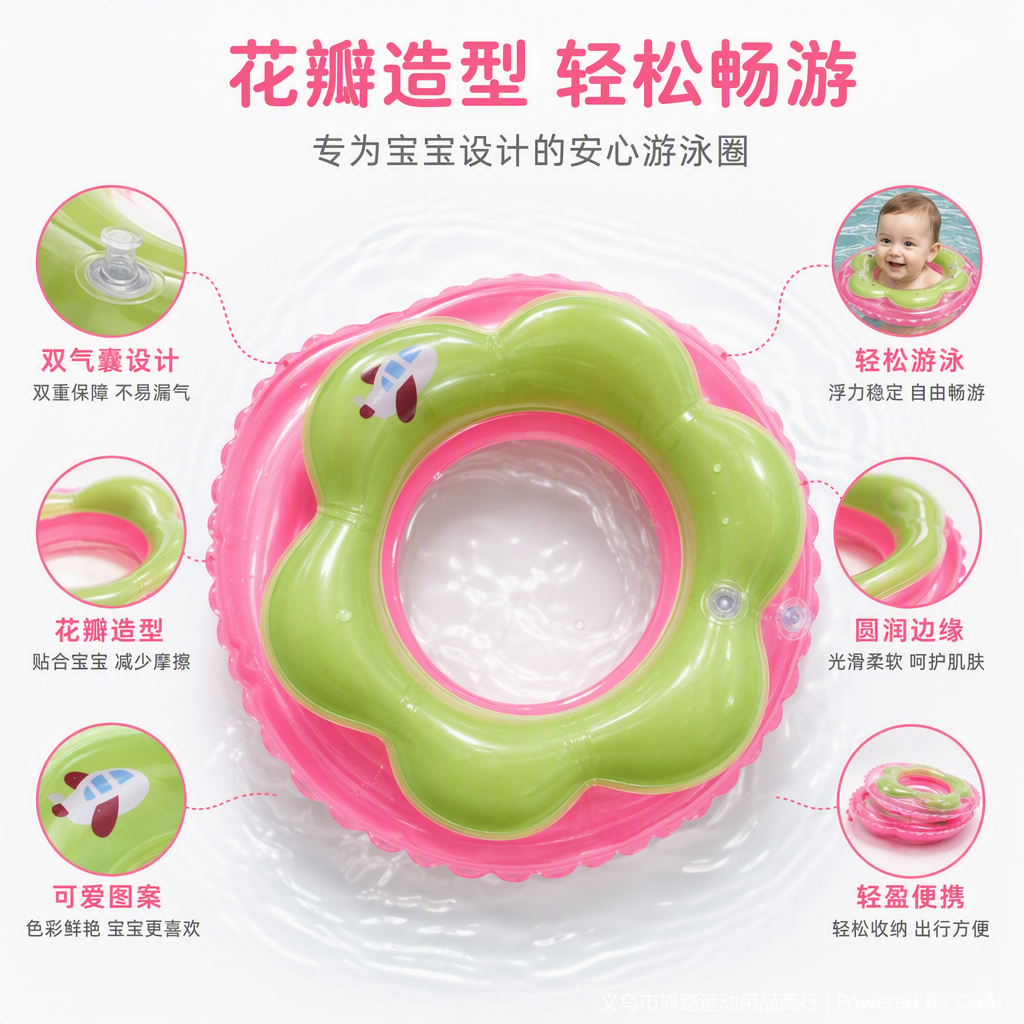 多彩防漏充气游泳圈儿童成人浮圈水上娱乐休闲必备夏季户外运动用品产品图
