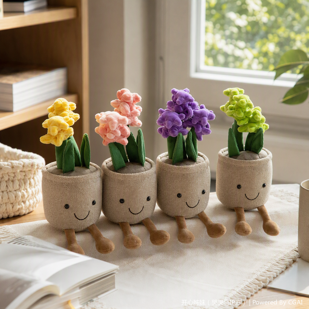 Colorful plush flower pot dolls, fun figurines, cute dolls, handcrafted fabric soft and adorable gifts details Picture