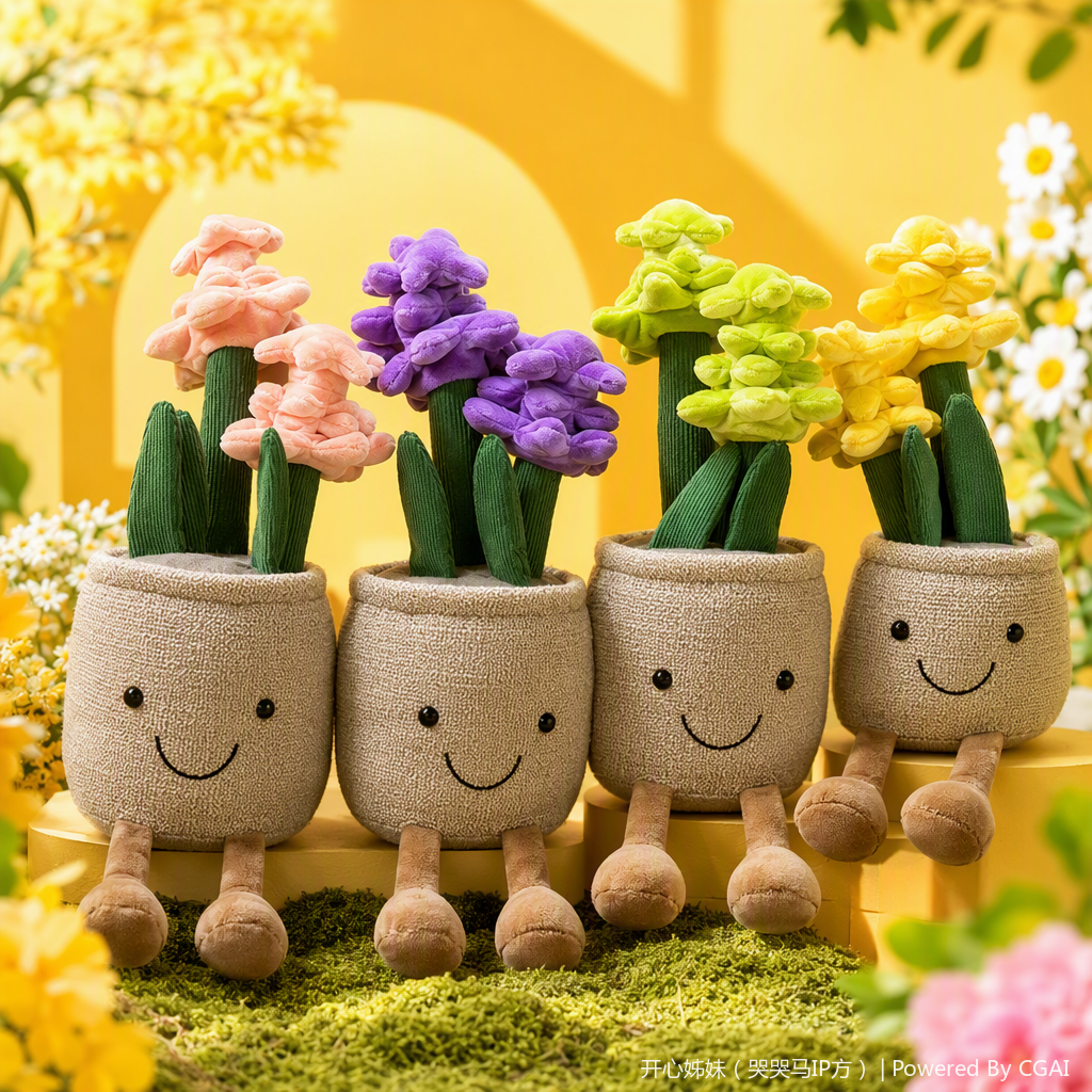 Colorful plush flower pot dolls, fun figurines, cute dolls, handcrafted fabric soft and adorable gifts Specification image