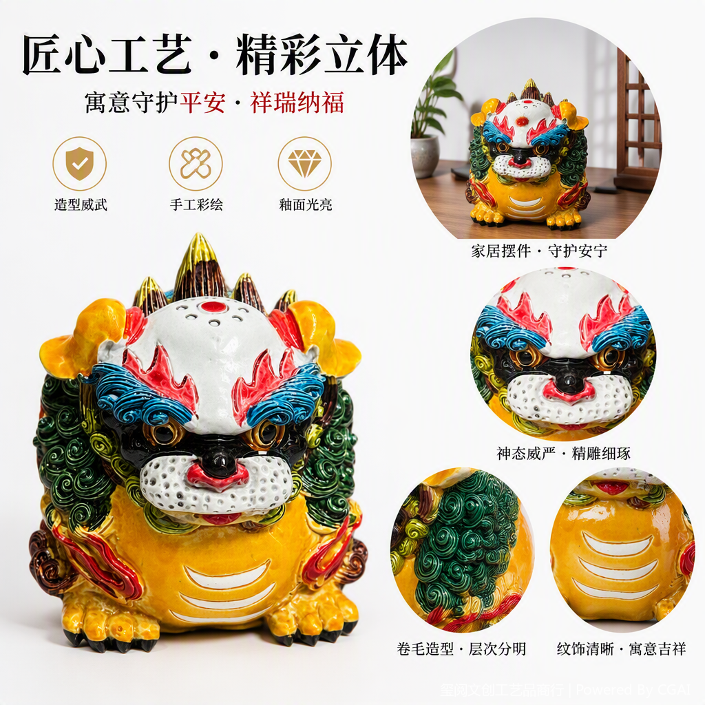 彩色陶瓷貔貅摆件吉祥招财家居装饰品办公室摆设收藏品礼品赠送