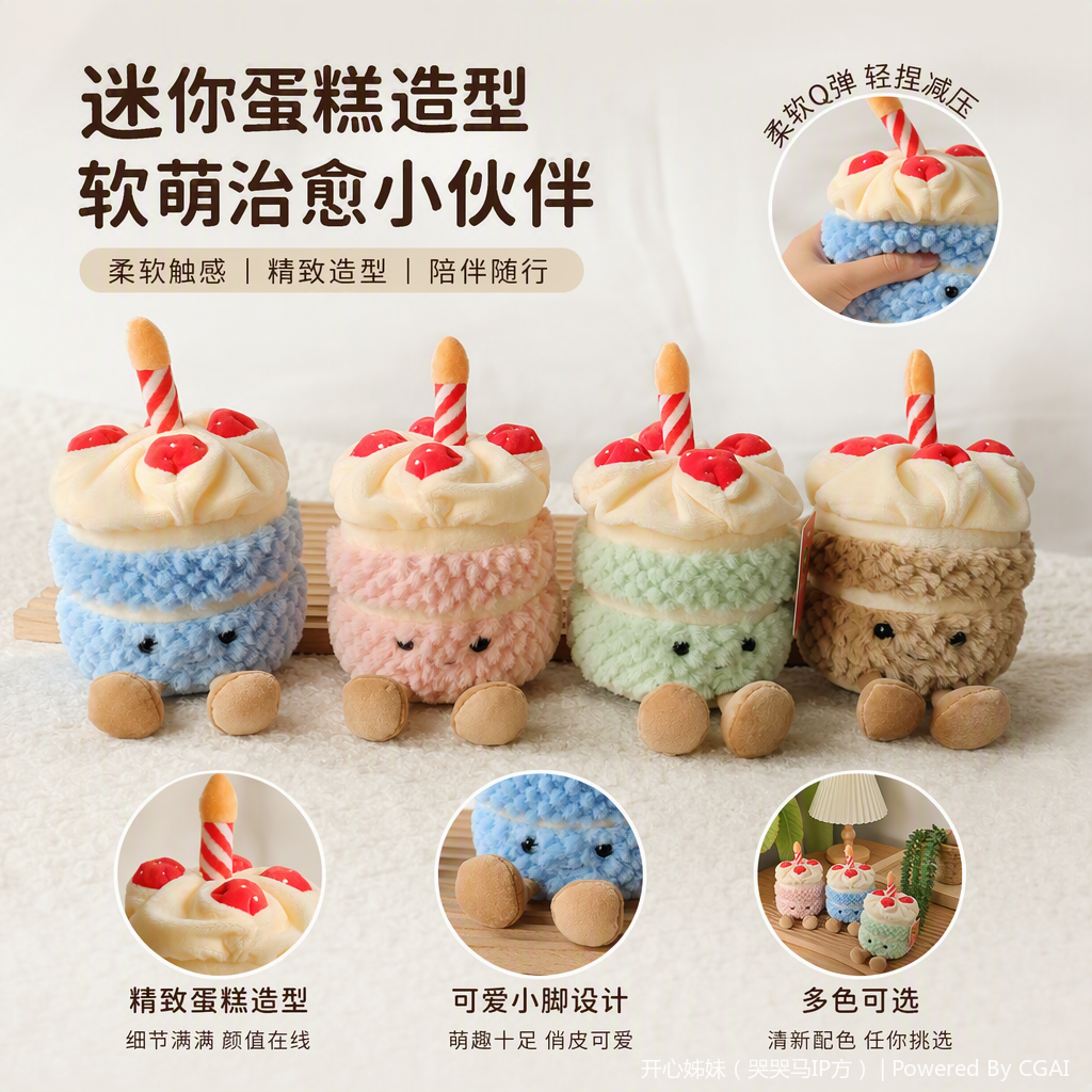 Colorful cake dolls, miniature decorative accessories, cake top decorations, simulated cake ornaments, dessert decorative items