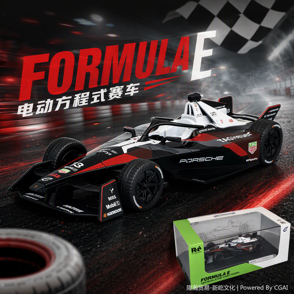 Officially authorized simulation alloy car model - Porsche FORMULA [1:24 Black and Red]
