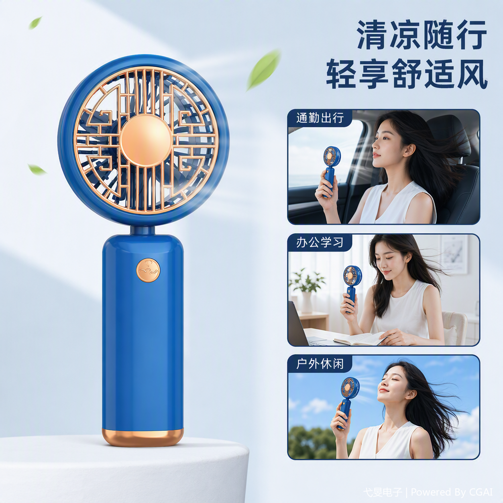 便携迷你电风扇家用两季适用静音桌面小型便携风扇夏季必备清凉神器产品图