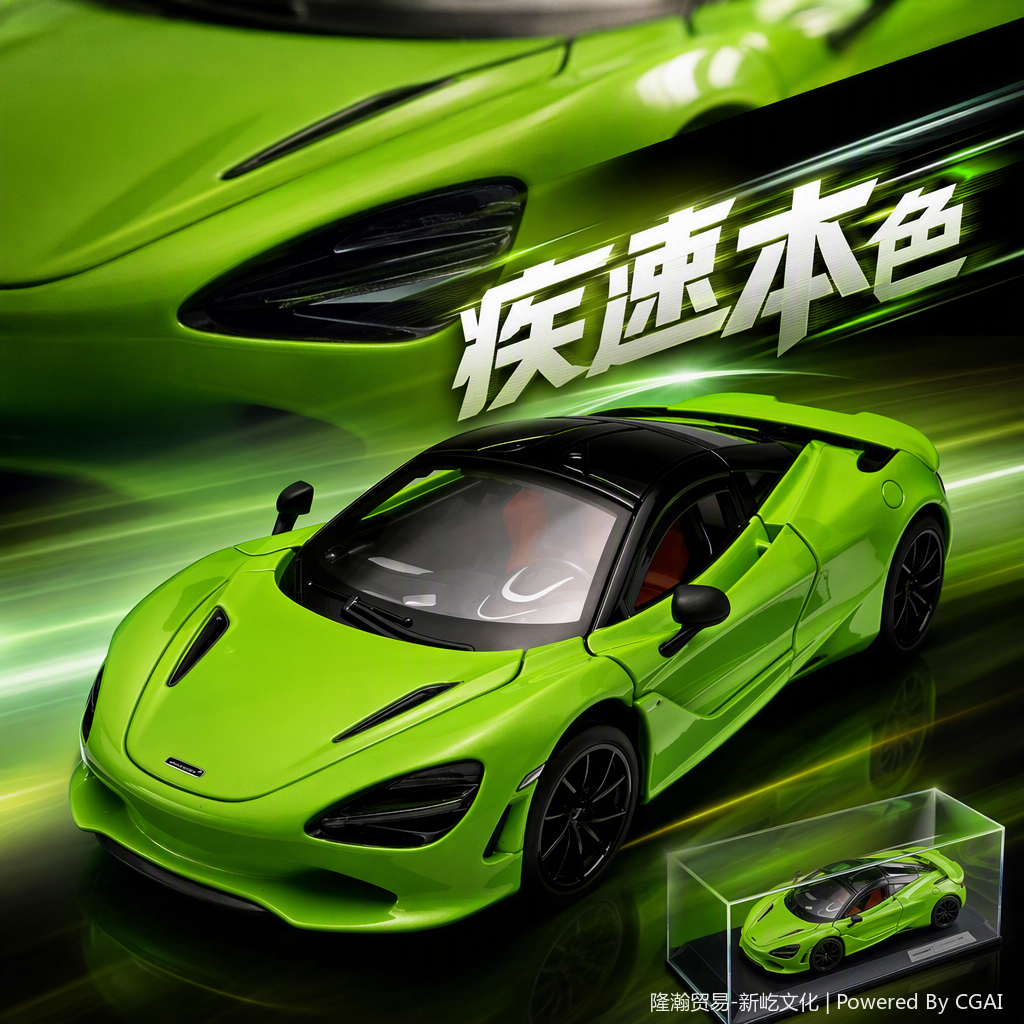 Officially authorized simulation alloy car model - McLaren -750S [1:32 green]