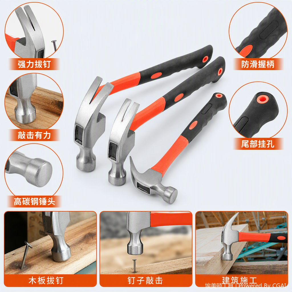 The multi-functional hand hammer is a practical hardware tool for home repair. It is sturdy and durable with exquisite craftsmanship Application Scenario