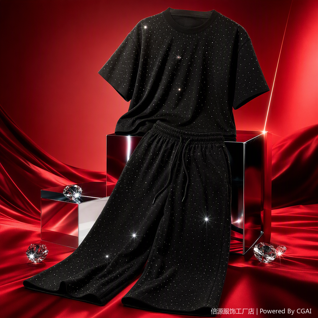Moda negro wave dot casual traje tops pantalones dos piezas versátil suelto adelgazar tendencia mujer Specification image