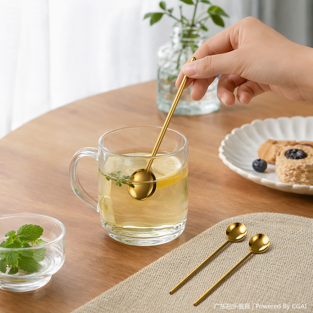 The multi-functional stainless steel spoon, soup spoon, tableware, kitchenware and household tableware set is simple and durable details Picture