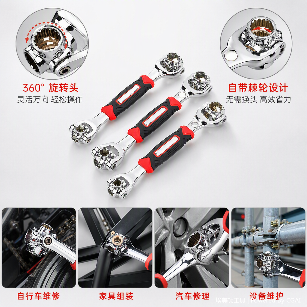 Multi-functional manual wrench tool set, household maintenance, industrial hardware tool combination, portable manual wrench set Item Picture