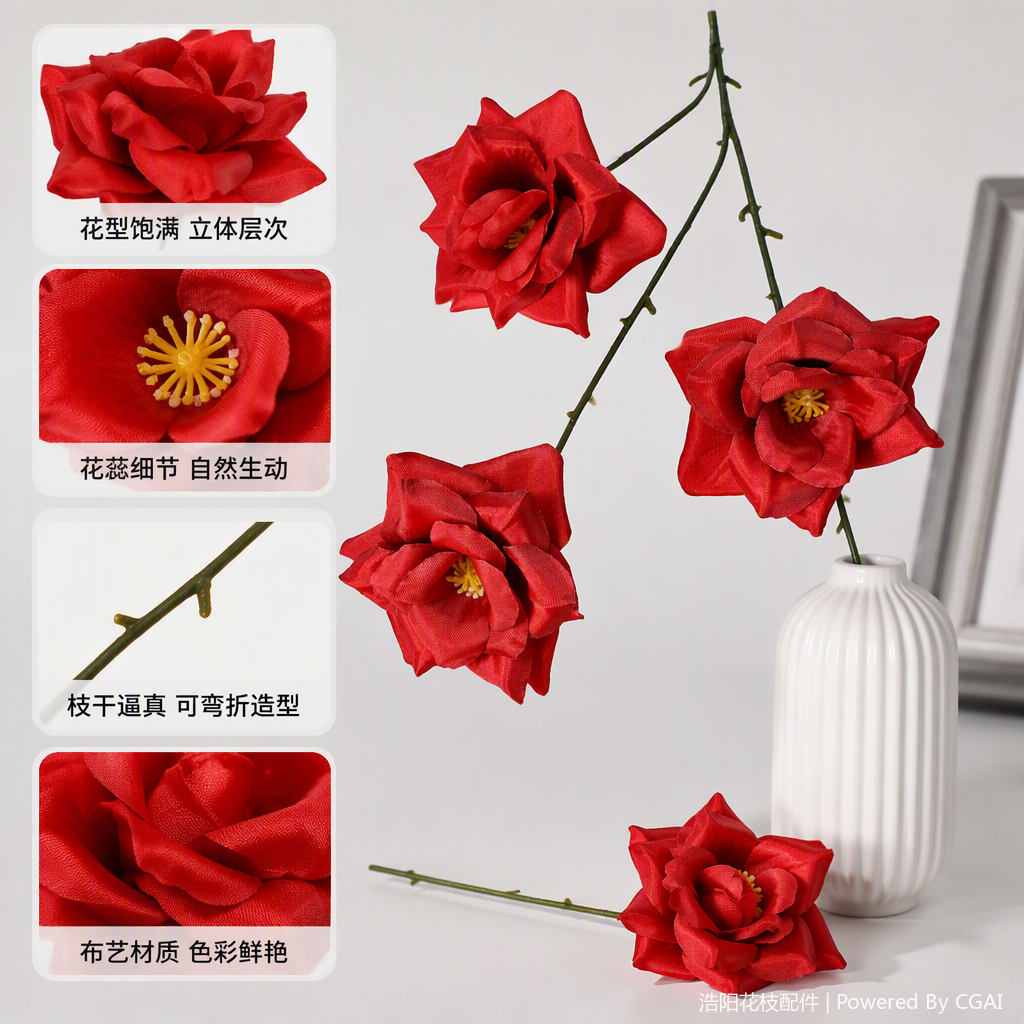 Office space cultural atmosphere decoration items, simulation rose decorative ornaments, creative desktop decorations