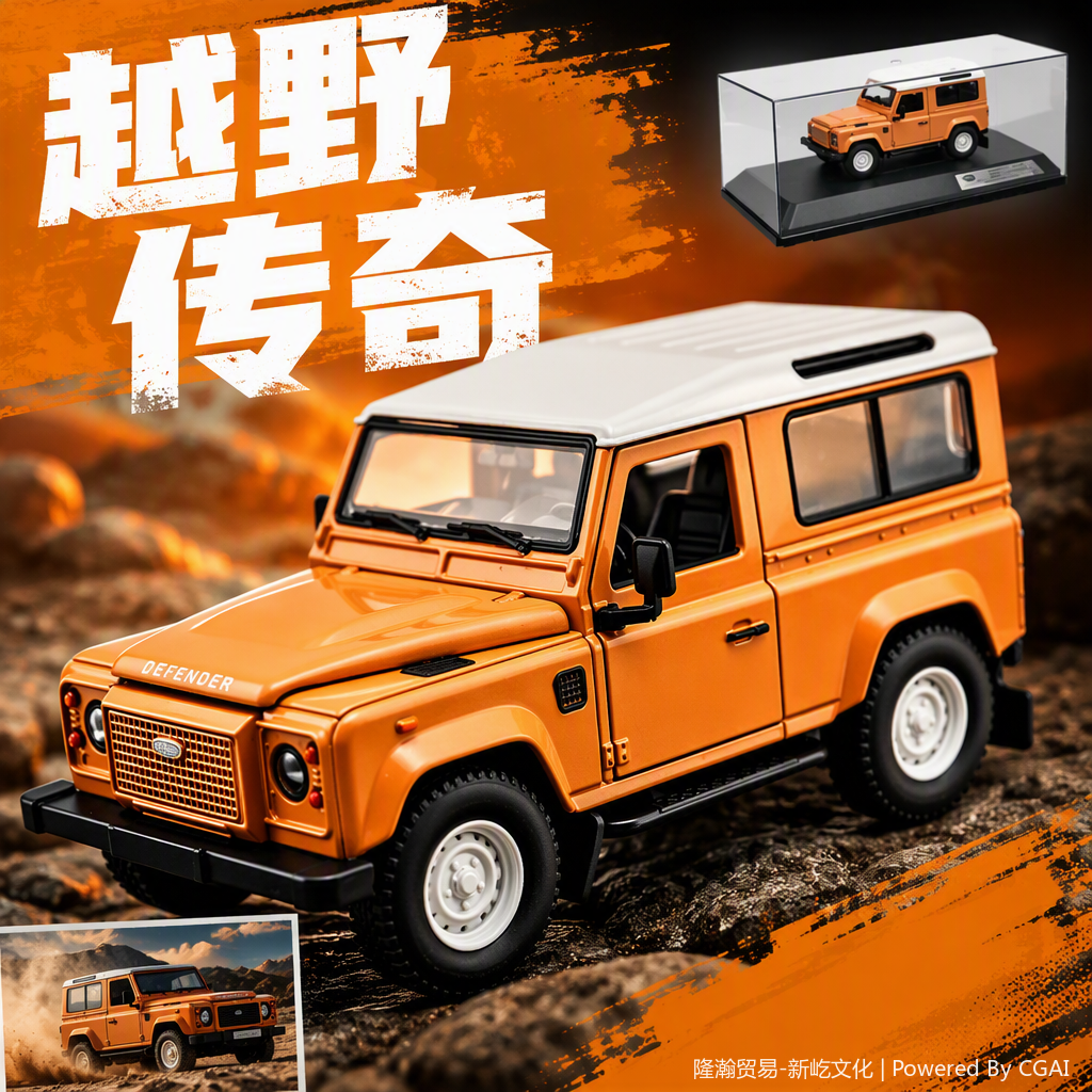 Officially authorized simulation alloy car model - Land Rover Classic Defender [1:32 Brown]