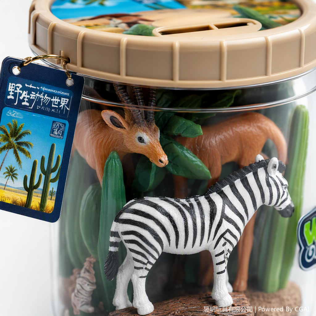 Transparent plastic storage bucket, wildlife model set, 13 pieces, scene accessories, children's toys, educational and enlightenment Application Scenario
