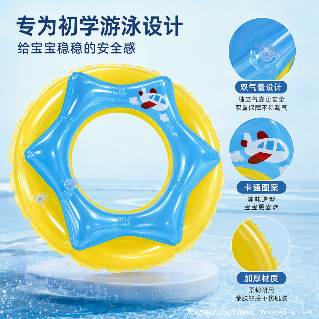 耐用防漏彩色充气游泳圈儿童成人水上浮具休闲游泳装备安全舒适细节图