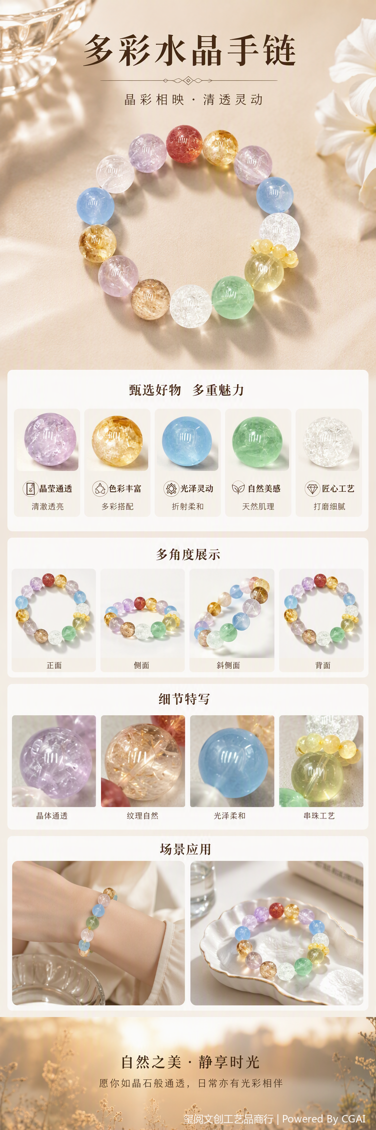 彩色水晶手链时尚手串多彩水晶饰品手工编织女款个性潮流搭配百搭详情1