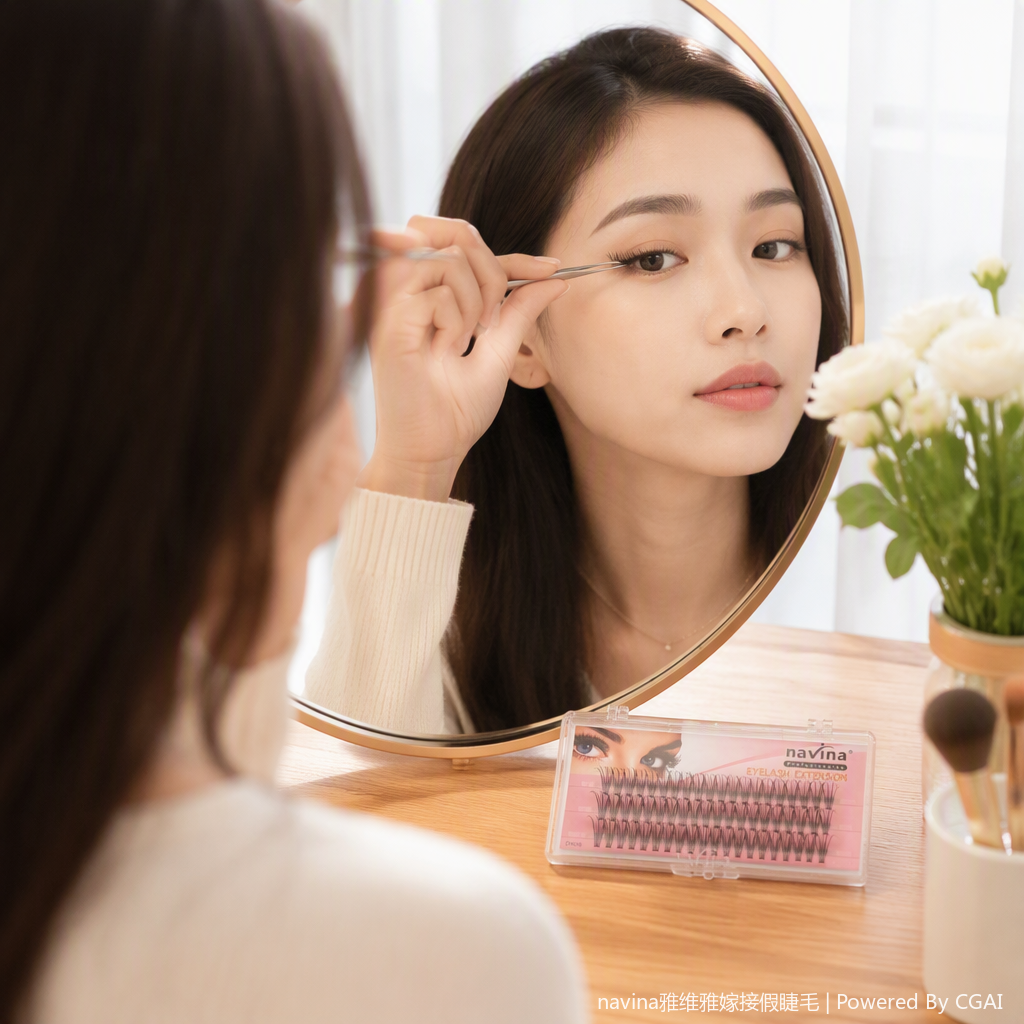 The natural and thick pink packaging false eyelashes are long-lasting and slender, making the makeup look natural and less likely to fall off details Picture