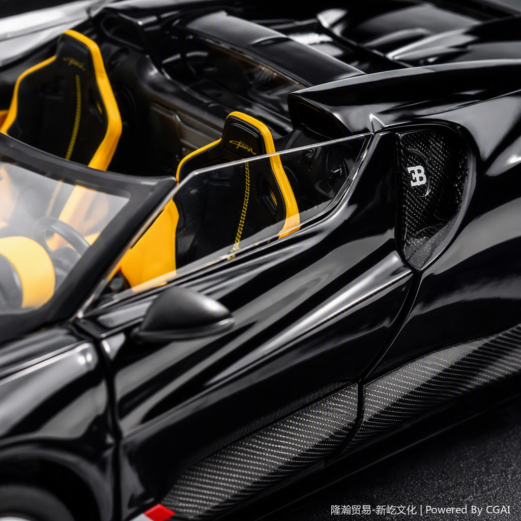 Officially authorized simulation alloy car model - Bugatti Mistral [1:24 Black] Application Scenario