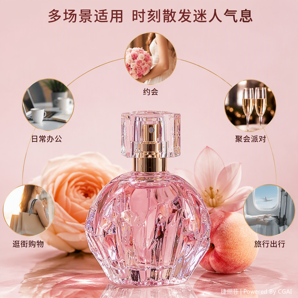 Pink crystal bottle body perfume bottle, exquisite and fashionable women's fragrance packaging gift box