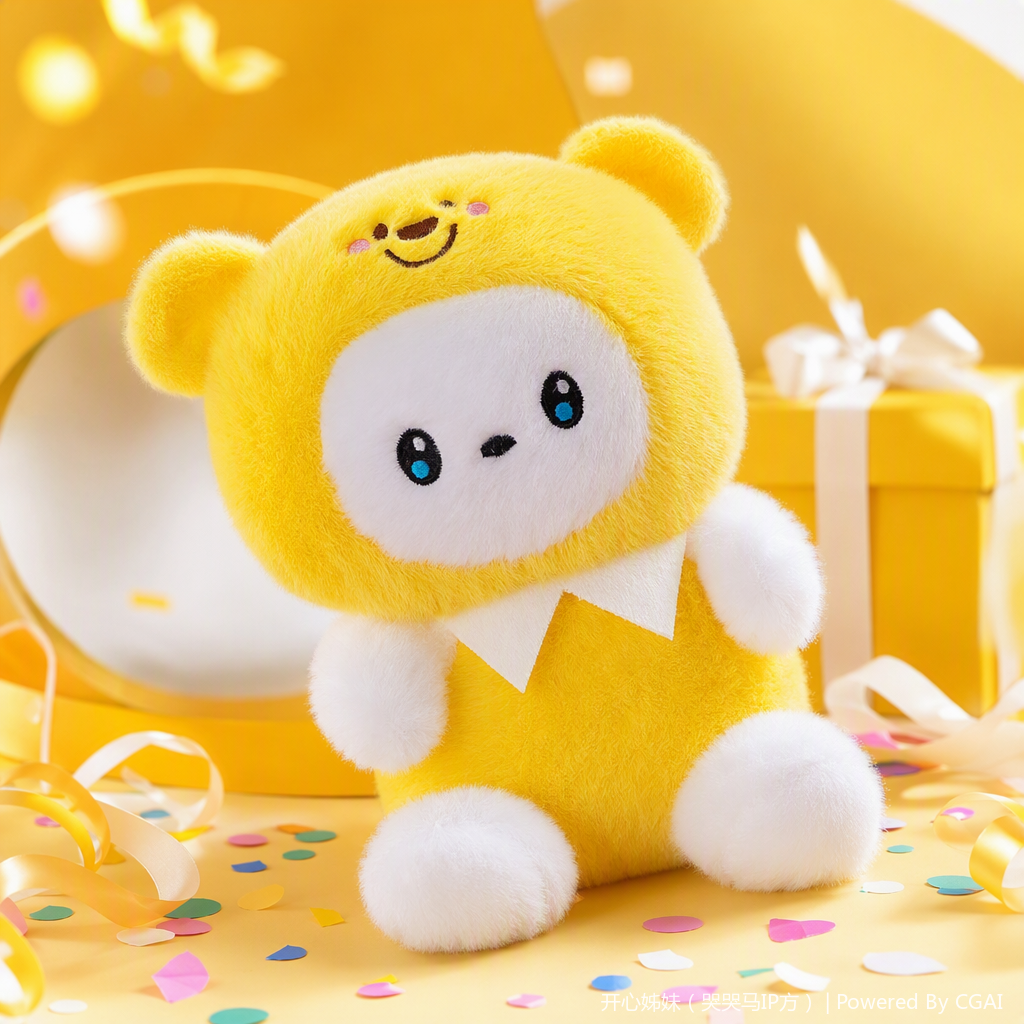 New yellow plush toy bear in disguise, Pikachu headgear, little white bear figurine, birthday present Specification image