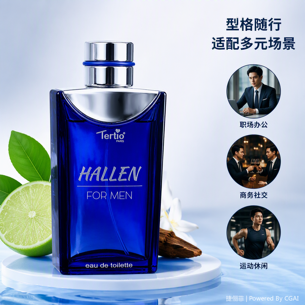 A fresh and elegant blue perfume bottle, a simple and fashionable fragrance container, a gift set and decorative item