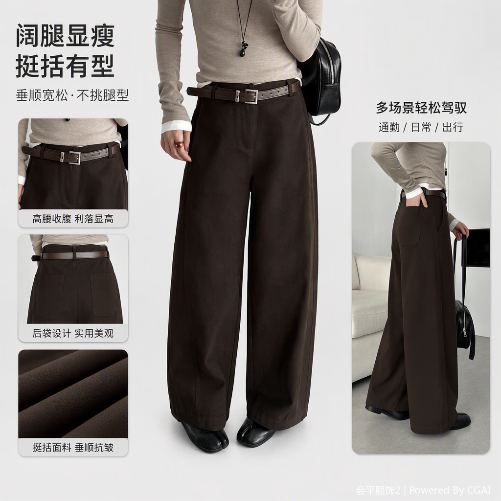 Fashionable and casual loose trousers and wide-leg pants are versatile and slimming. New autumn and winter women's fashion brand