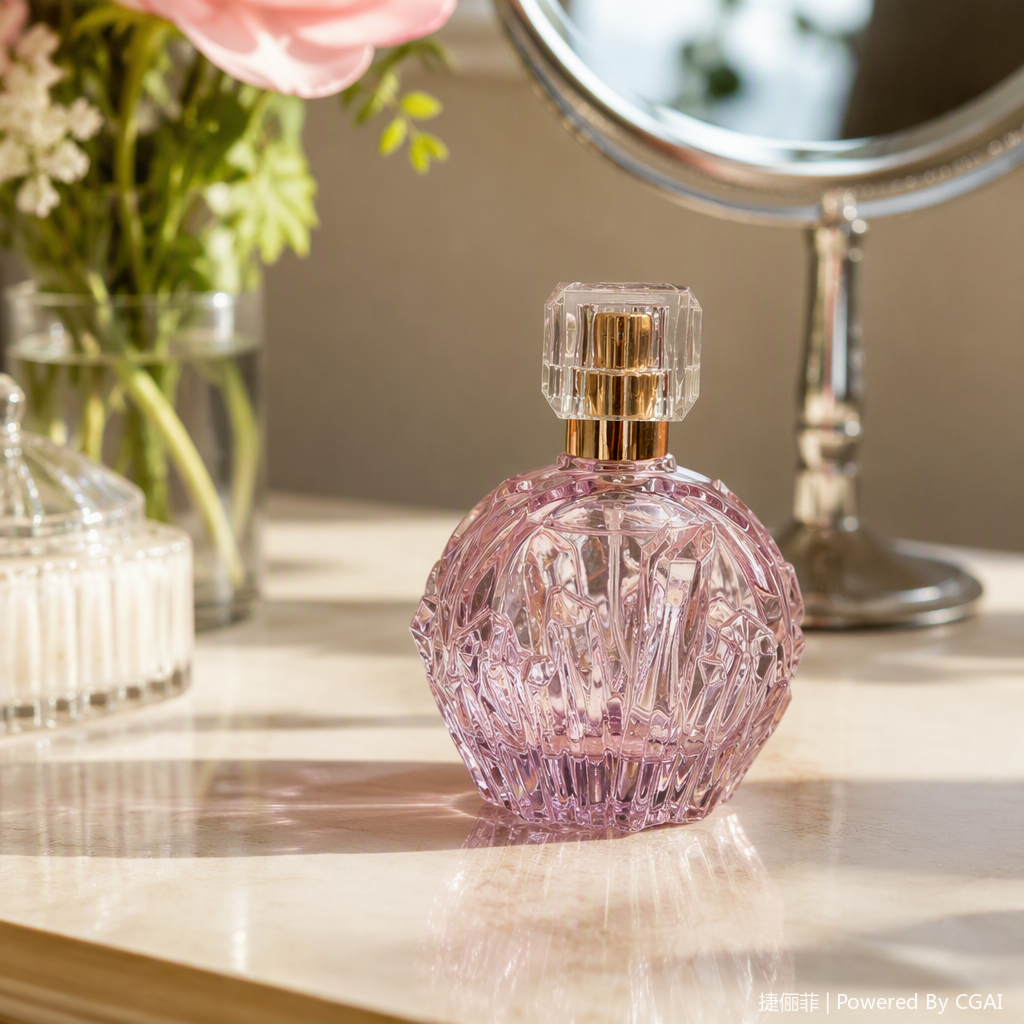 زجاجة العطر الوردية المصنوعة من البلور هي عطر جميلة من سيدة الأزياء details Picture