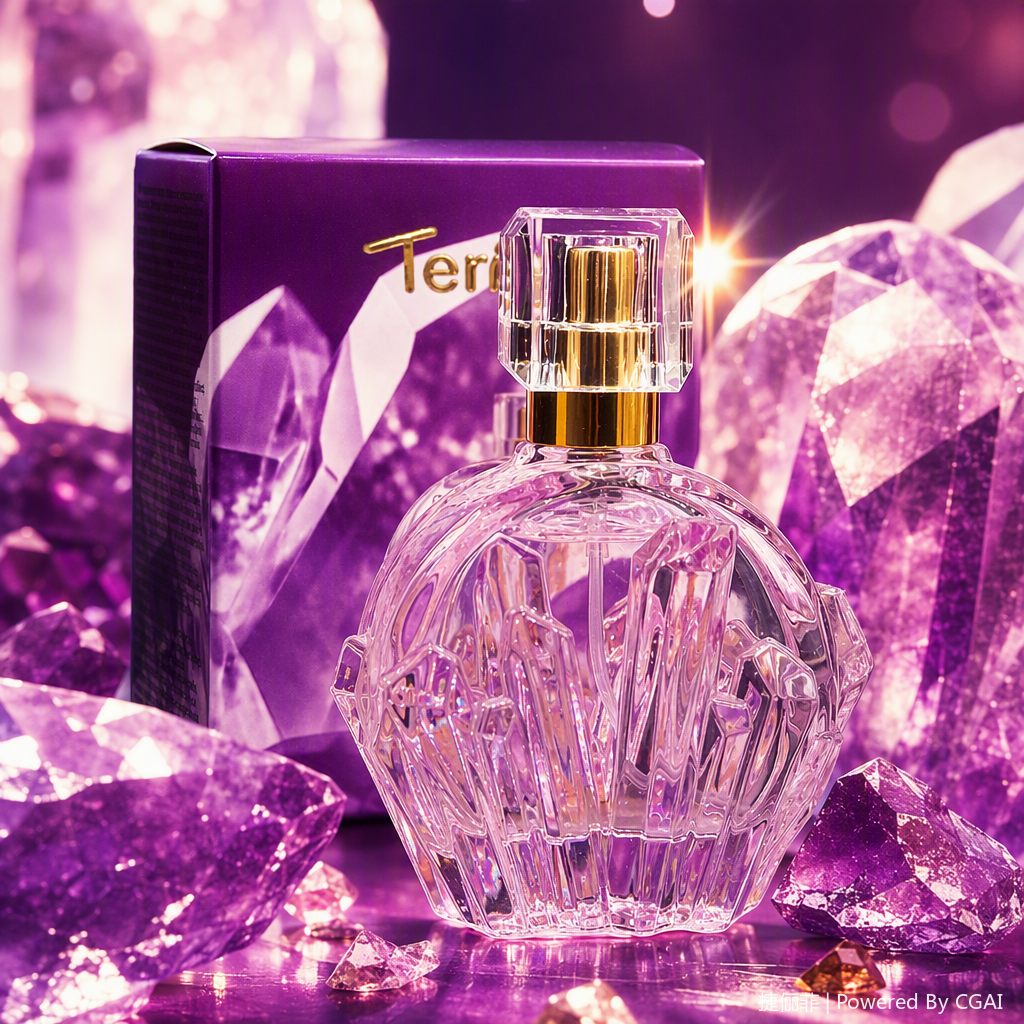 زجاجة العطر الوردية المصنوعة من البلور هي عطر جميلة من سيدة الأزياء Specification image