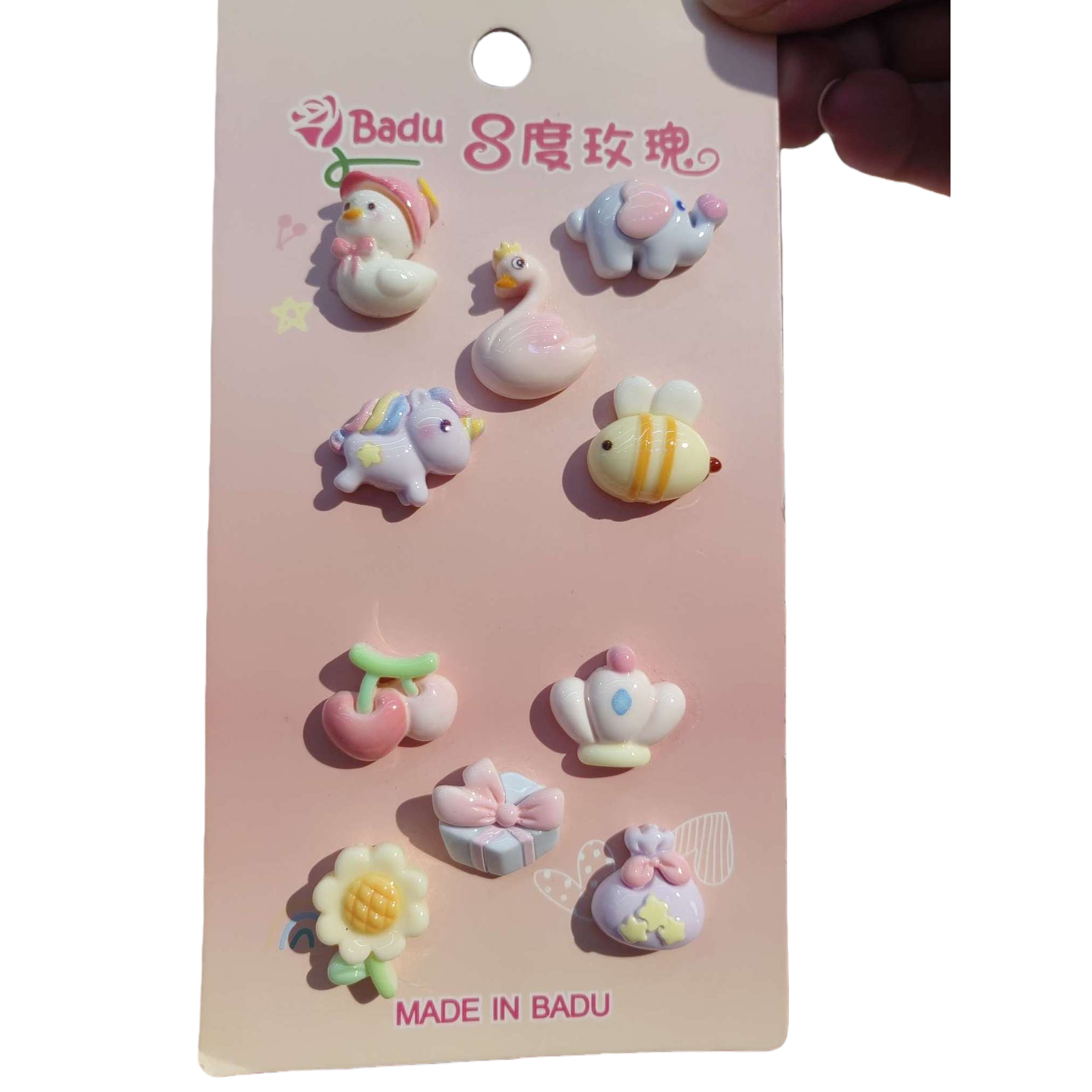 Pink card cartoon accessory set, creative handmade materials, DIY decorative items, children's gift accessories Item Picture