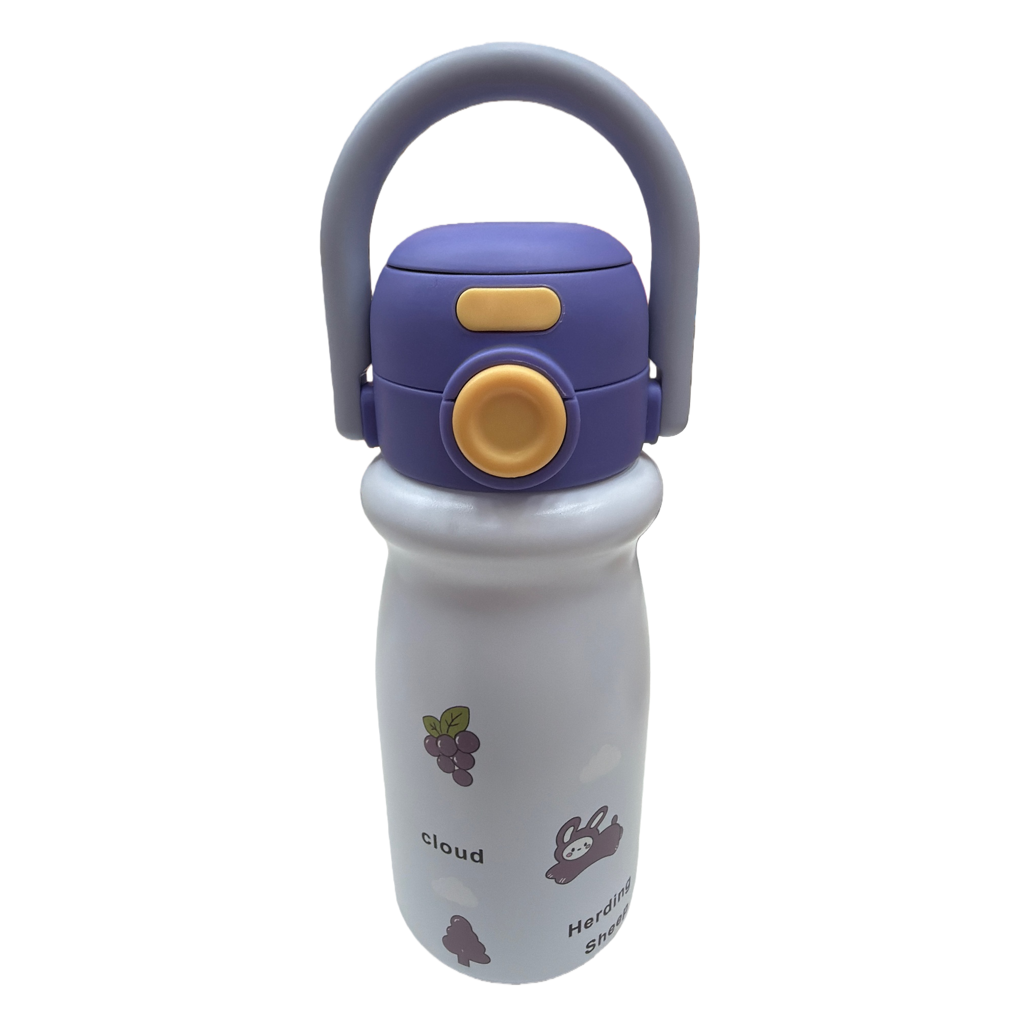 Fashionable purple glass water cup with handle, portable and creative tea cup, student household water appliance with large capacity Item Picture