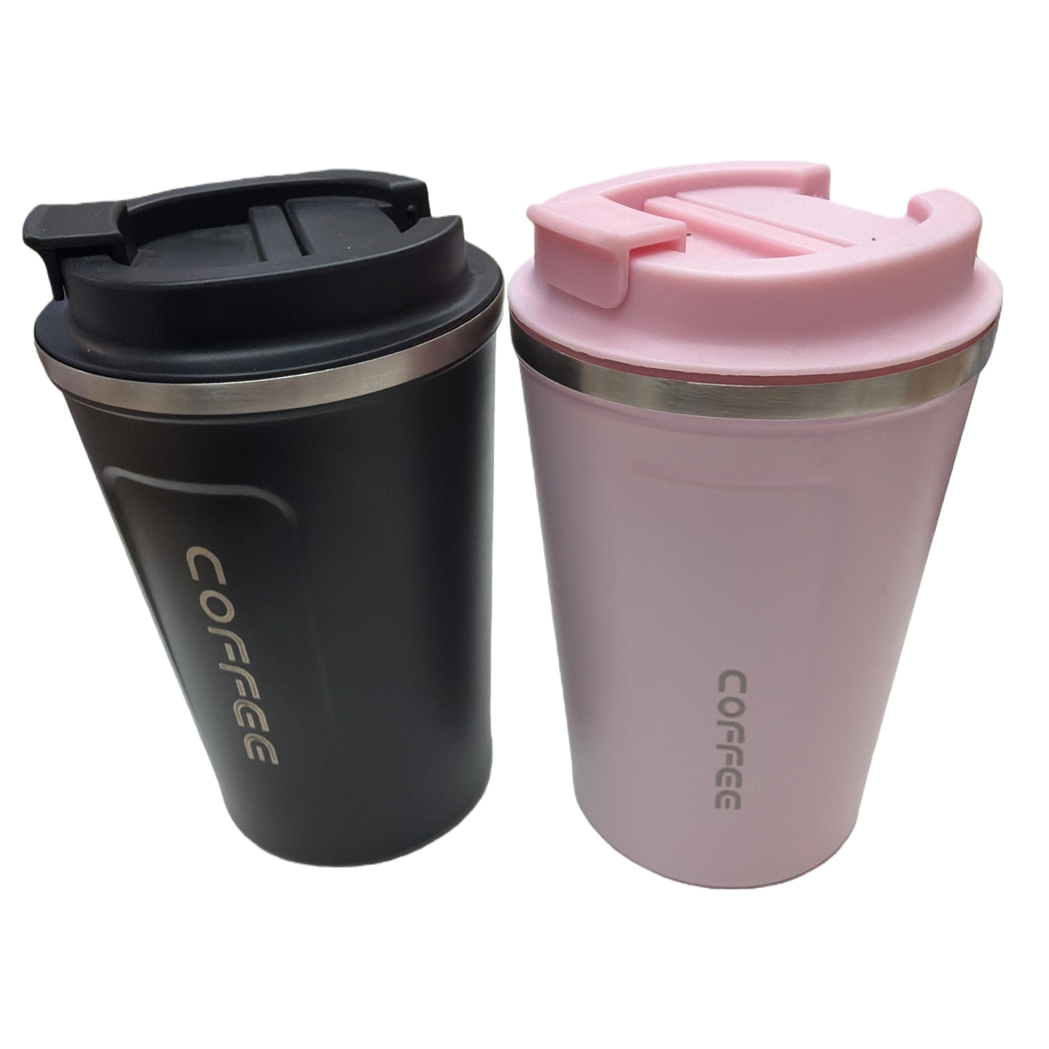 Fashionable thermos cup, suitable for both men and women, black and pink large-capacity portable thermos flask, student outdoor thermos Item Picture