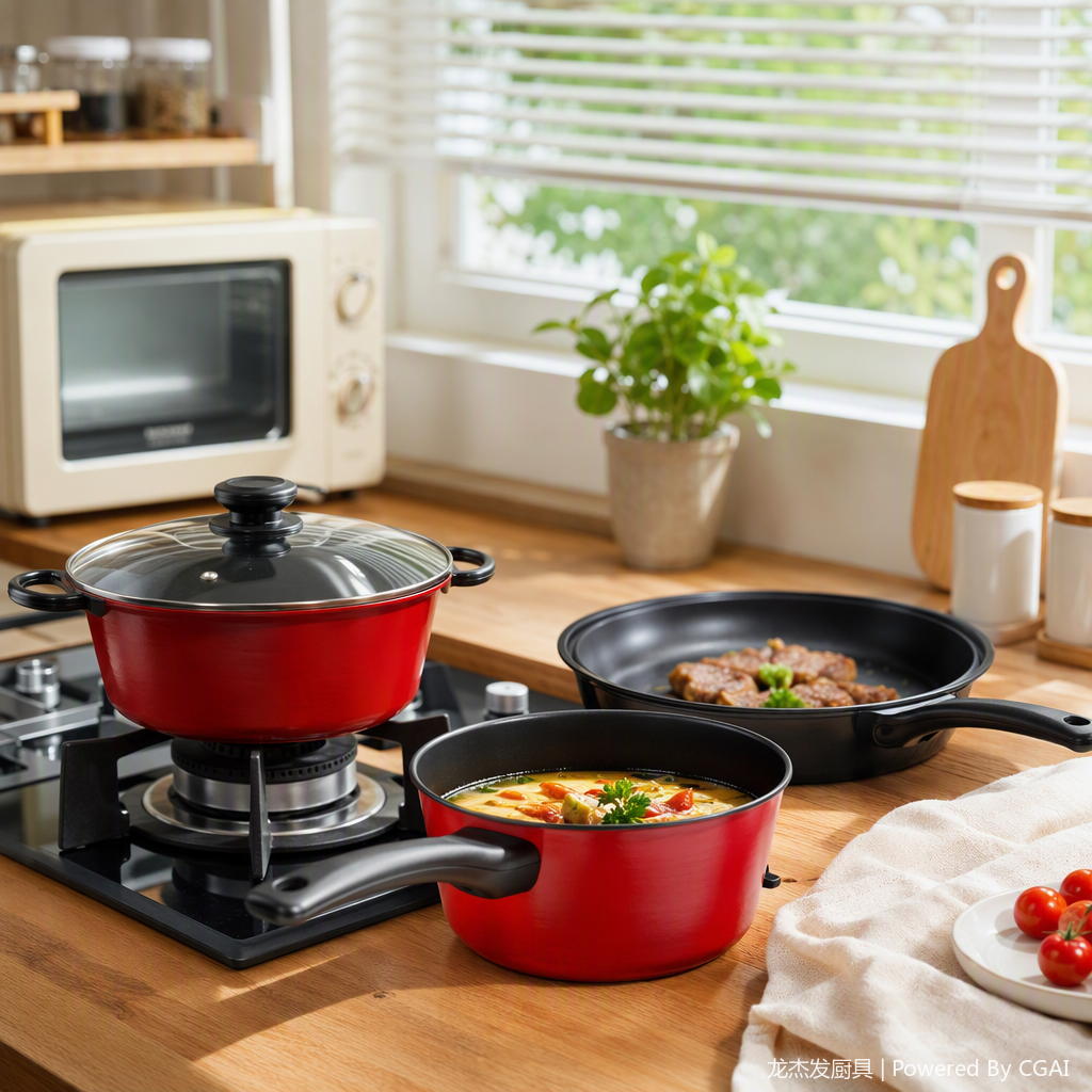 Multi-functional kitchen cookware set, household soup and stir-frying pot combination, practical and durable kitchenware products details Picture