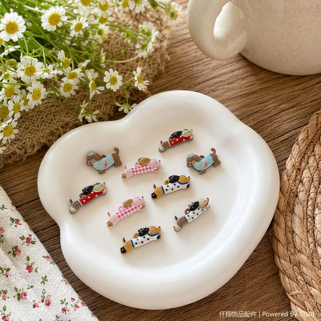 Colorful and cute puppy pendant, handcrafted creative pet pendant decoration, children's gift accessory details Picture