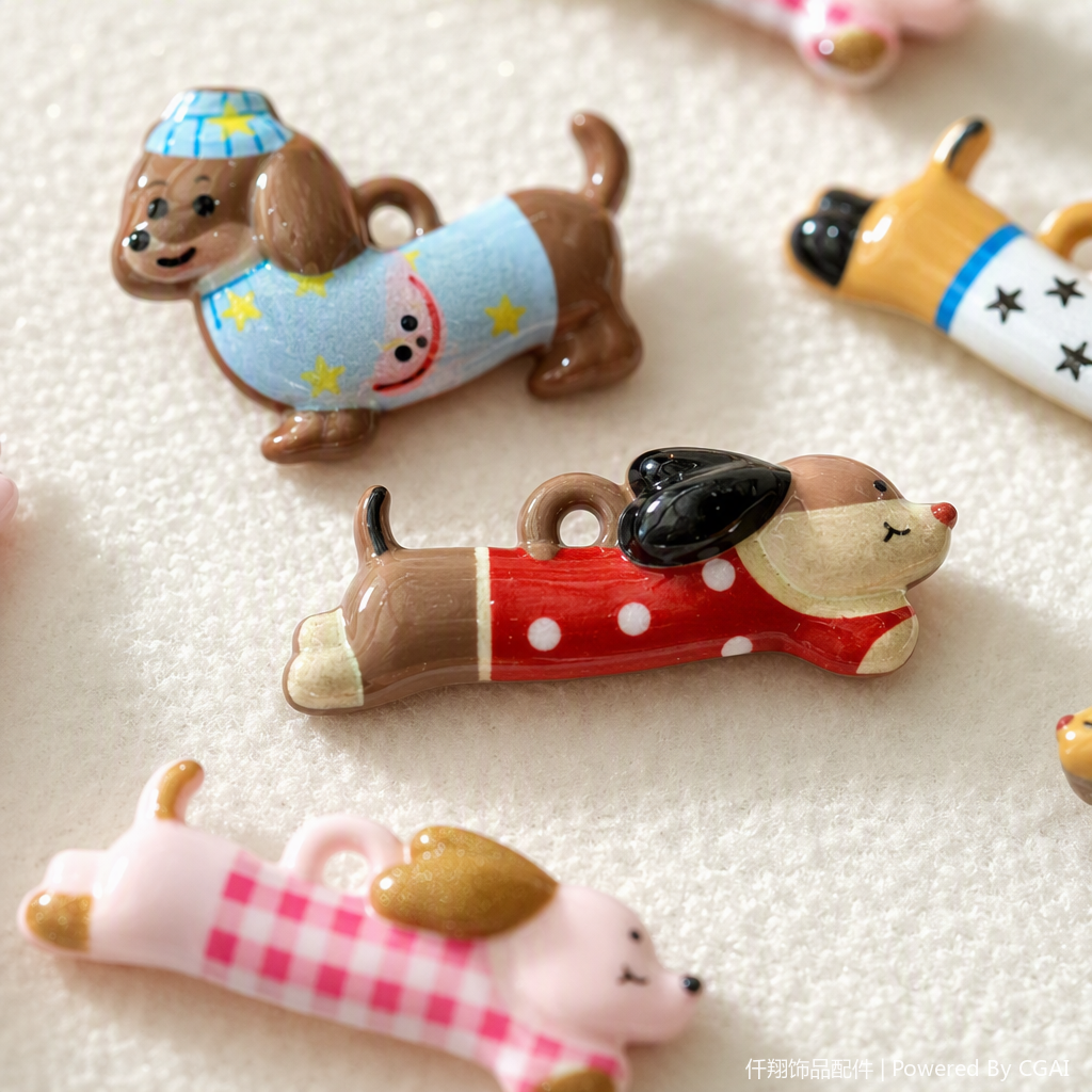 Colorful and cute puppy pendant, handcrafted creative pet pendant decoration, children's gift accessory Application Scenario
