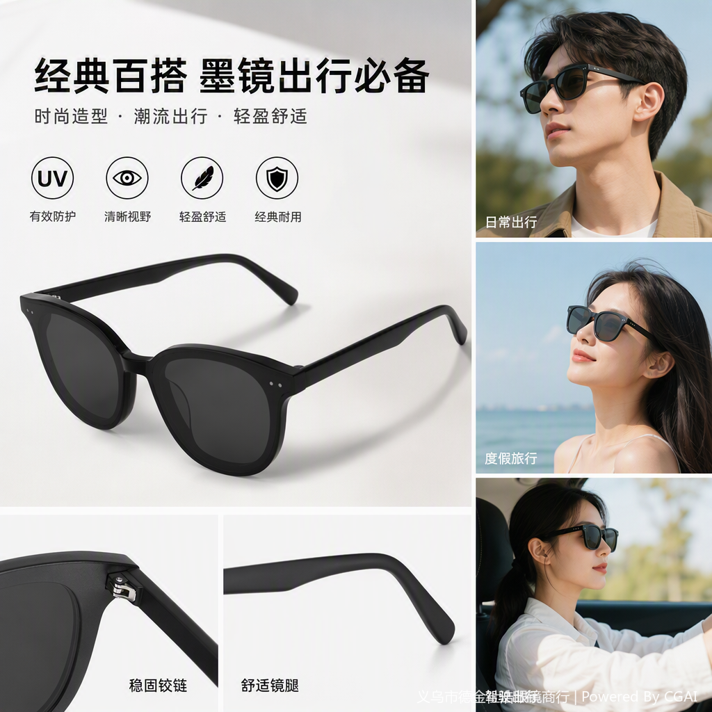 Fashionable polarized sunglasses, trendy sunglasses for men and women, UV protection, light and comfortable sunglasses accessories Item Picture