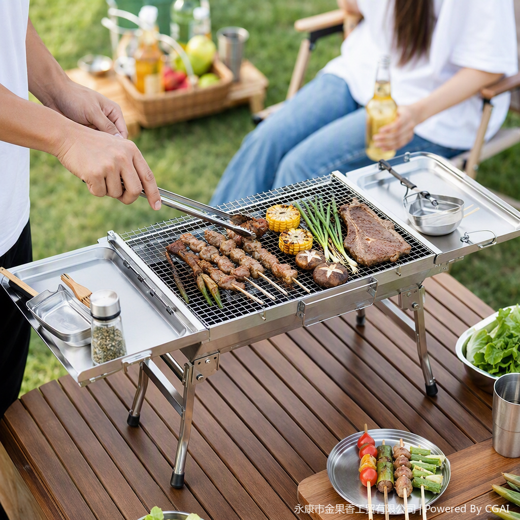 Multi-functional portable barbecue grill, barbecue net, outdoor picnic and barbecue utensils, essential tools for family gatherings Specification image