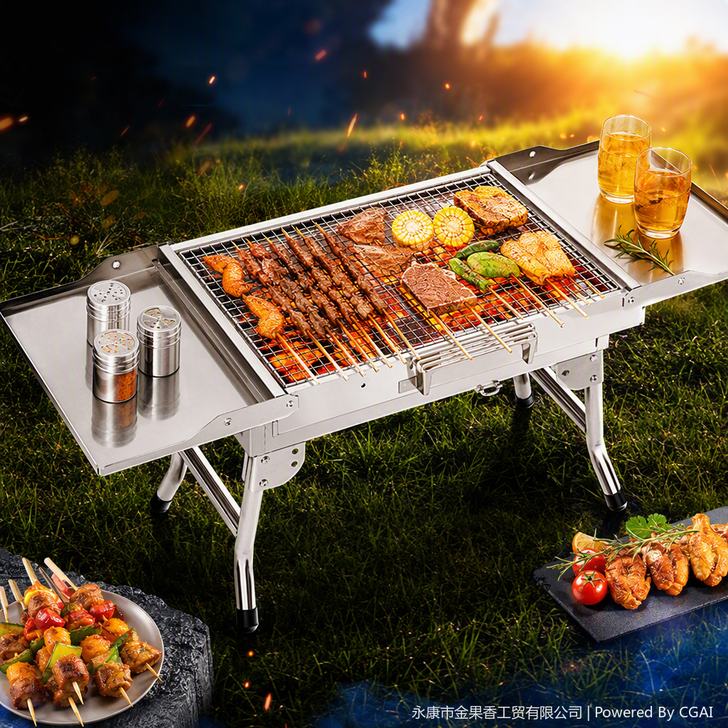 Multi-functional portable barbecue grill, barbecue net, outdoor picnic and barbecue utensils, essential tools for family gatherings Item Picture