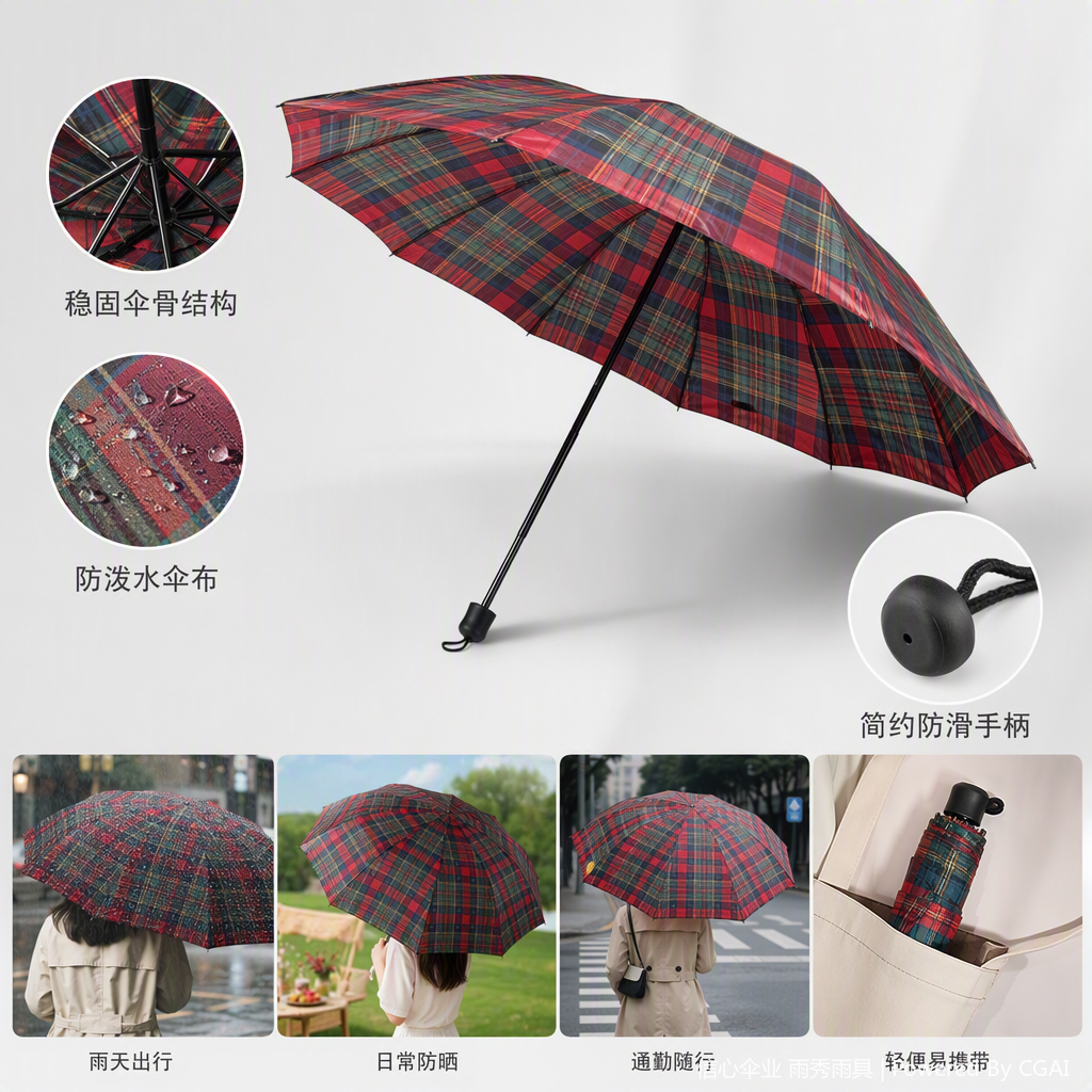 The windproof, rainproof and sunshade umbrella is lightweight and portable. It is suitable for outdoor travel, rain protection and sun protection, and is suitable for both men and women in multiple scenarios Item Picture