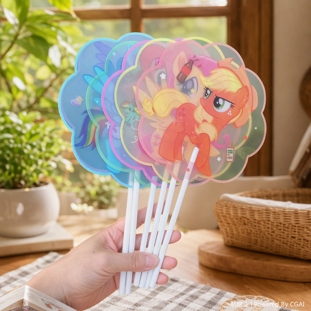 多彩花边小马图案折叠扇子夏日清凉手持扇风扇儿童学生款时尚潮流产品图