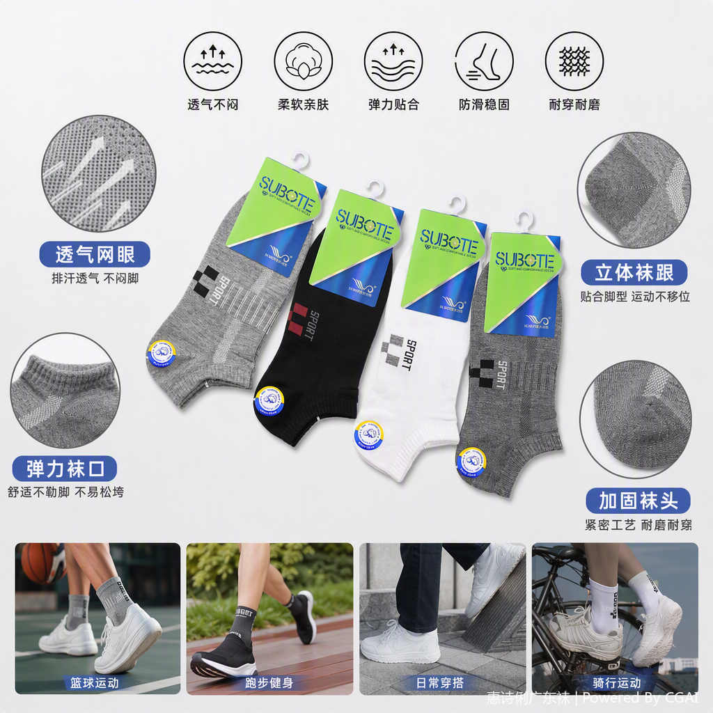 Calcetines deportivos casuales de algodón mujer hombre slim respirable cómodo calcetines deportivos casuales versátiles details Picture