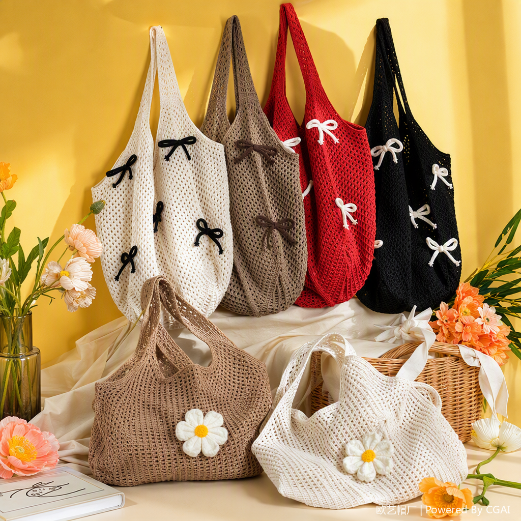 وعلقت على حامل خشبي عبوات من الأقمشة متعددة الألوان من الأكياس اليدوية Specification image