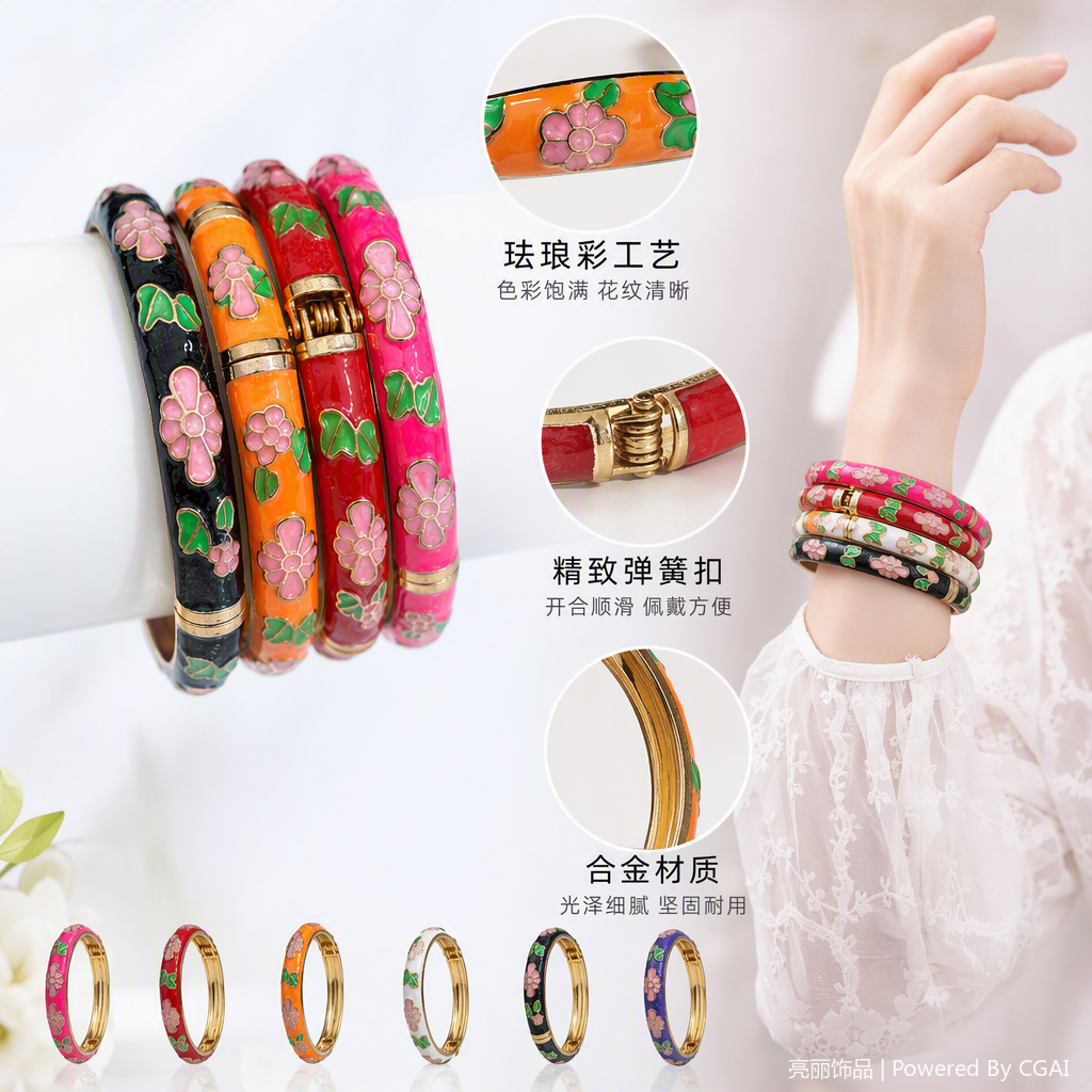 Colorful enamel flower bracelet, fashionable and versatile bracelet, ladies' jewelry, exquisite gift