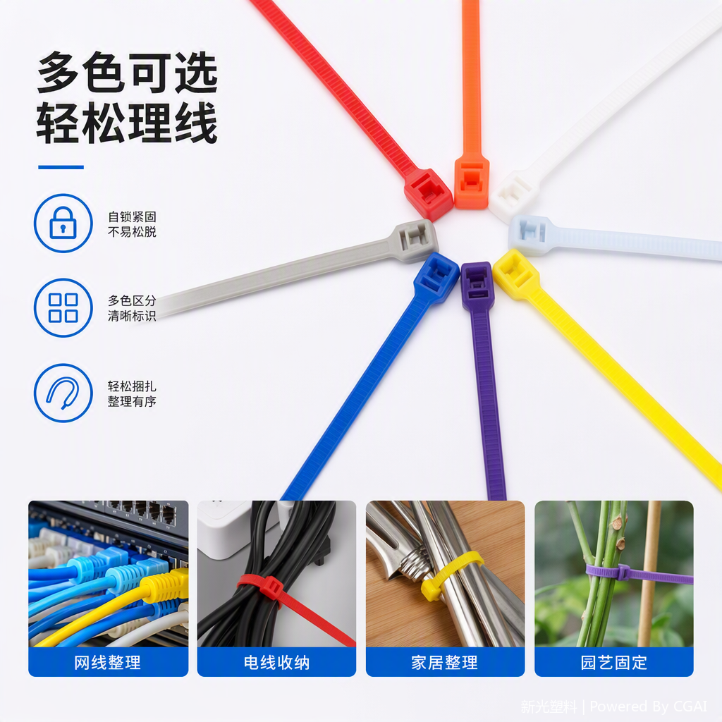 Multi-purpose durable cable ties, tie straps, packaging ropes, organizing and binding tools, essential for home and office use