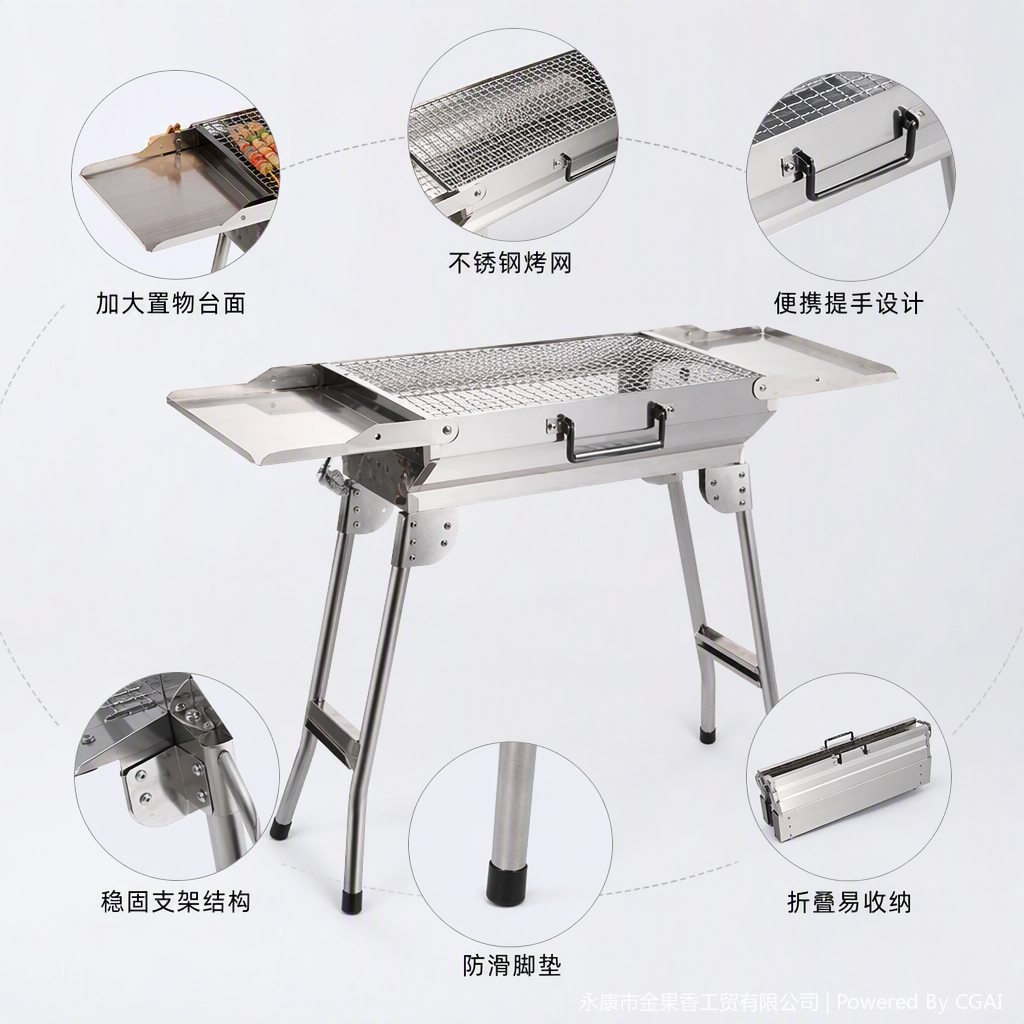 Multi-functional portable barbecue grill, barbecue net, outdoor grill, barbecue utensils, essential tools for family gatherings