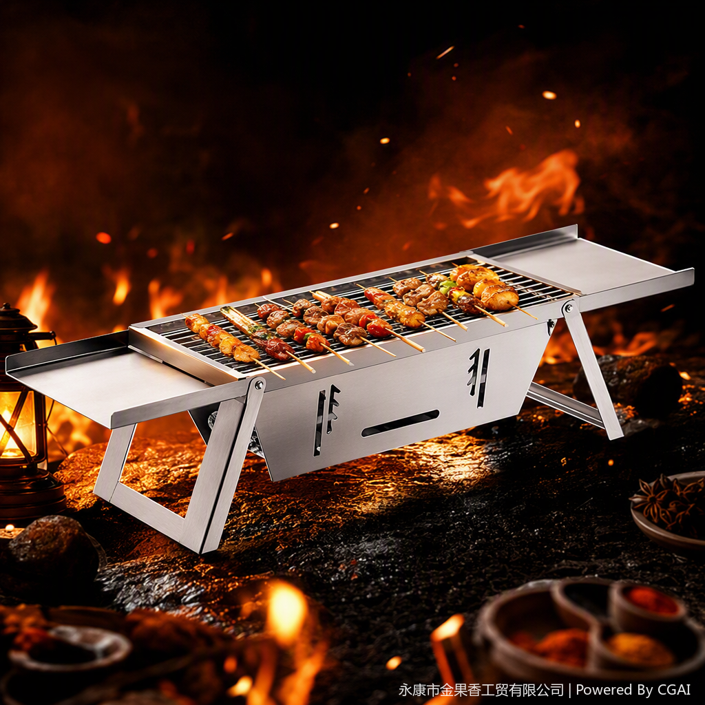 Multi-functional portable barbecue grill, barbecue net, outdoor barbecue equipment, essential for family gatherings, barbecue grill and barbecue net set Application Scenario