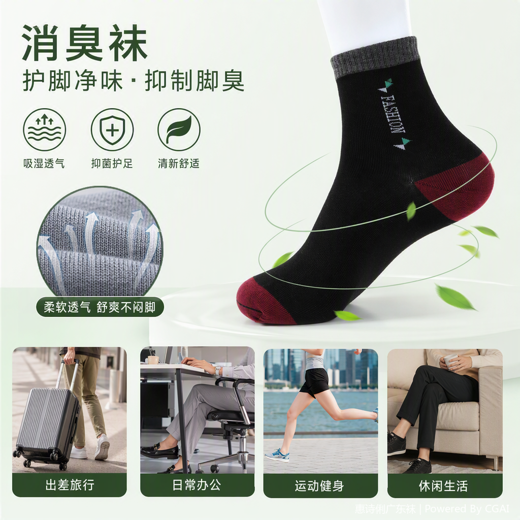 Comfortable and breathable cotton underwear paired with a variety of casual and sporty socks for men details Picture