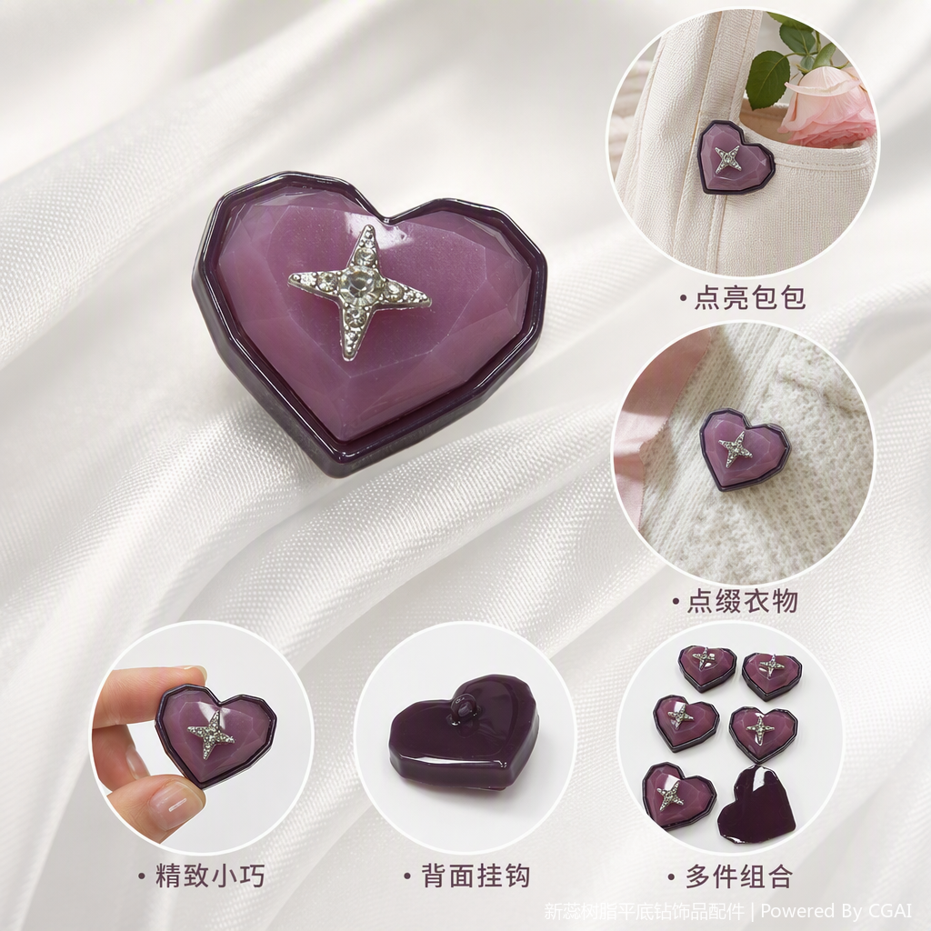 Purple heart-shaped jewelry box, star-shaped diamond-encrusted decorative item storage box, couple style creative gift box, fashionable and simple jewelry, Croquet accessories